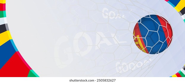 Celebration Goal for Mongolia football team in colorful design. Perfect for illustrating soccer success, international football tournaments, and sports-themed promotions. Vector template.