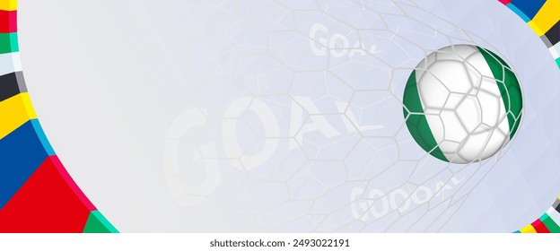 Celebration Goal for Nigeria football team in colorful design. Perfect for illustrating soccer success, international football tournaments, and sports-themed promotions. Vector template.