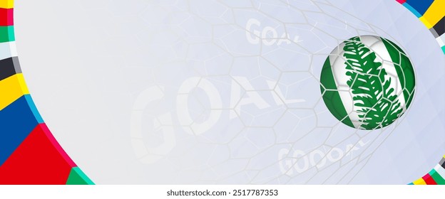 Celebration Goal for Norfolk Island football team in colorful design. Perfect for illustrating soccer success, international football tournaments, and sports-themed promotions. Vector template.