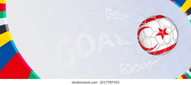 Celebration Goal for Northern Cyprus football team in colorful design. Perfect for illustrating soccer success, international football tournaments, and sports-themed promotions. Vector template.