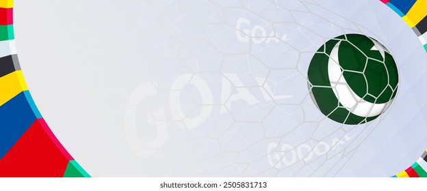 Celebration Goal for Pakistan football team in colorful design. Perfect for illustrating soccer success, international football tournaments, and sports-themed promotions. Vector template.