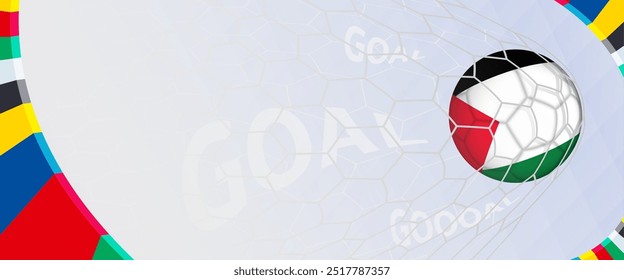 Celebration Goal for Palestine football team in colorful design. Perfect for illustrating soccer success, international football tournaments, and sports-themed promotions. Vector template.