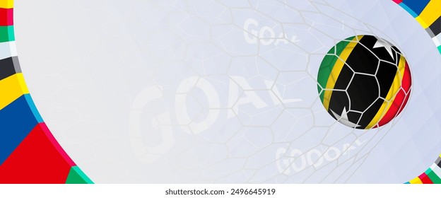 Celebration Goal for Saint Kitts and Nevis football team in colorful design. Perfect for illustrating soccer success, international football tournaments, and sports-themed promotions. Vector template.