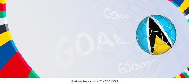 Celebration Goal for Saint Lucia football team in colorful design. Perfect for illustrating soccer success, international football tournaments, and sports-themed promotions. Vector template.