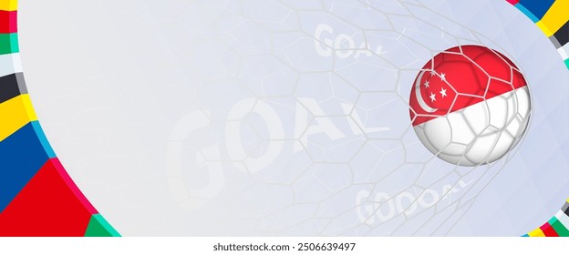 Celebration Goal for Singapore football team in colorful design. Perfect for illustrating soccer success, international football tournaments, and sports-themed promotions. Vector template.