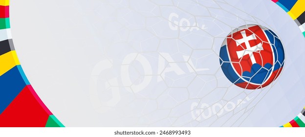 Celebration Goal for Slovakia football team in colorful design. Perfect for illustrating soccer success, international football tournaments, and sports-themed promotions. Vector template.