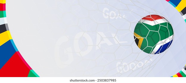 Celebration Goal for South Africa football team in colorful design. Perfect for illustrating soccer success, international football tournaments, and sports-themed promotions. Vector template.