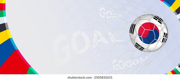 Celebration Goal for South Korea football team in colorful design. Perfect for illustrating soccer success, international football tournaments, and sports-themed promotions. Vector template.