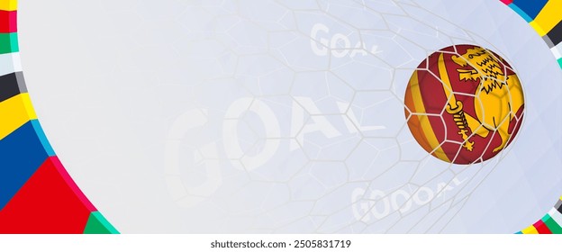 Celebration Goal for Sri Lanka football team in colorful design. Perfect for illustrating soccer success, international football tournaments, and sports-themed promotions. Vector template.