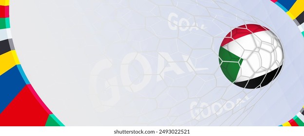 Celebration Goal for Sudan football team in colorful design. Perfect for illustrating soccer success, international football tournaments, and sports-themed promotions. Vector template.