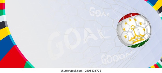 Celebration Goal for Tajikistan football team in colorful design. Perfect for illustrating soccer success, international football tournaments, and sports-themed promotions. Vector template.