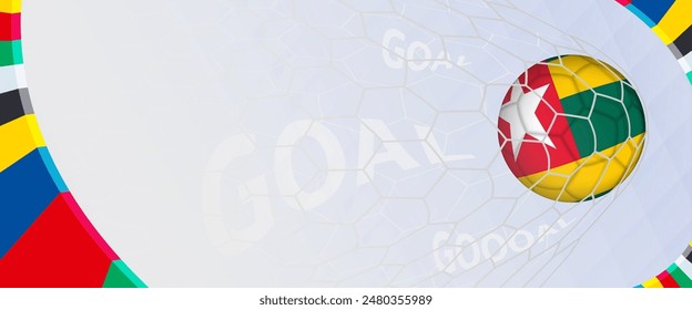 Celebration Goal for Togo football team in colorful design. Perfect for illustrating soccer success, international football tournaments, and sports-themed promotions. Vector template.