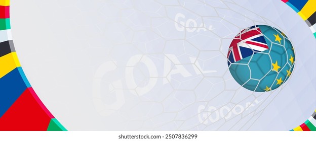 Celebration Goal for Tuvalu football team in colorful design. Perfect for illustrating soccer success, international football tournaments, and sports-themed promotions. Vector template.