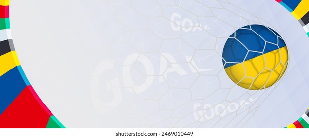 Celebration Goal for Ukraine football team in colorful design. Perfect for illustrating soccer success, international football tournaments, and sports-themed promotions. Vector template.