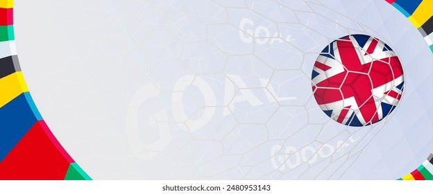 Celebration Goal for United Kingdom football team in colorful design. Perfect for illustrating soccer success, international football tournaments, and sports-themed promotions. Vector template.