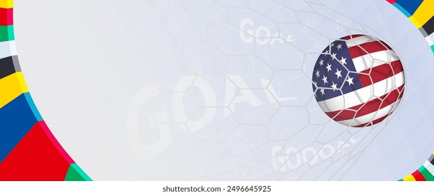 Celebration Goal for USA football team in colorful design. Perfect for illustrating soccer success, international football tournaments, and sports-themed promotions. Vector template.