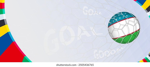 Celebration Goal for Uzbekistan football team in colorful design. Perfect for illustrating soccer success, international football tournaments, and sports-themed promotions. Vector template.