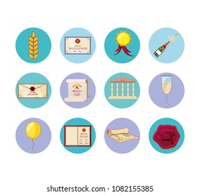 celebration graduation card set icons