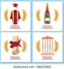 celebration graduation card set icons
