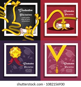 celebration graduation card set icons