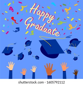 Celebration of Graduation with Throwing Hat. 