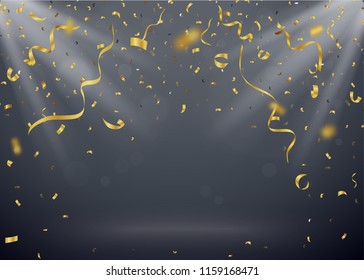 Celebration greeting card design with gold confetti