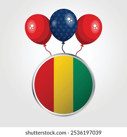 Celebración Bandera Nacional De Guinea Con Globos