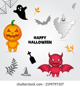 Celebration of Halloween party design vector with cute monster vector.