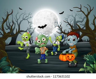 Celebration halloween of zombie in dead forest