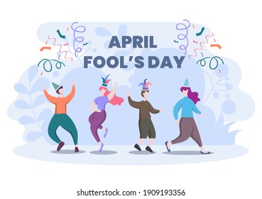 Celebration Happy April Fools' Day wearing a Jester Hat background design concept. Vector Illustration.