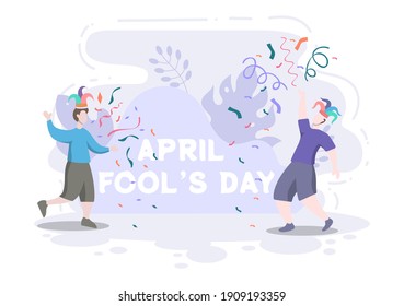 Celebration Happy April Fools' Day wearing a Jester Hat background design concept. Vector Illustration.