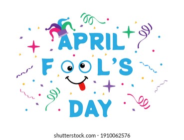 Celebration Happy April Fool's Day Wearing a Jester Hat Background Design Concept. Vector Illustration.