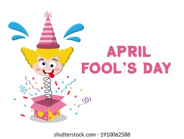 Celebration Happy April Fool's Day Wearing a Jester Hat Background Design Concept. Vector Illustration.
