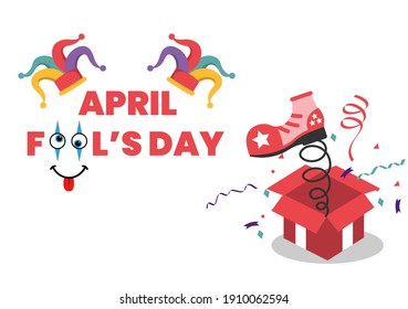 Celebration Happy April Fool's Day Wearing a Jester Hat Background Design Concept. Vector Illustration.