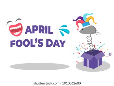 Celebration Happy April Fool's Day Wearing a Jester Hat Background Design Concept. Vector Illustration.