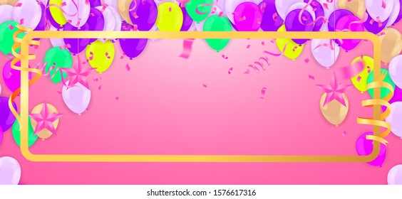 Celebration & Happy birthday banner and balloons colourful isolated on background