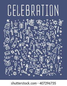 Celebration, happy birthday doodles elements