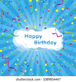 Celebration Happy Birthday Vector Serpentine Confetti Stock Vector ...