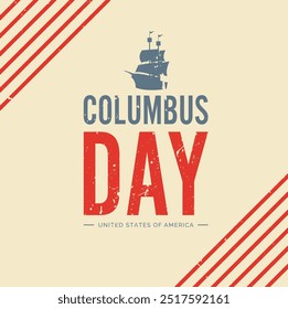 celebration of Happy colombus day with the US flag, Holiday United States of America. We will be Closed on Columbus Day