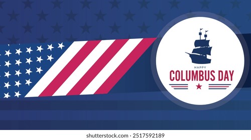 celebration of Happy colombus day with the US flag, Holiday United States of America. We will be Closed on Columbus Day