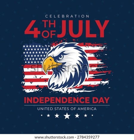 Celebration happy fourth of july independence day of united states with patriotic symbol Eagle Head modern poster background