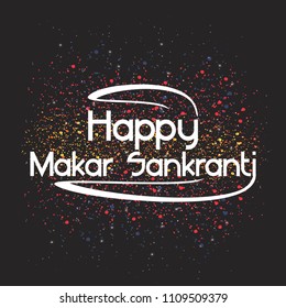 Celebration happy Makar Sankranti vector illustration indian greeting background typography. Festival poster banner creative design. Ceremony ethnic traditional art text. 