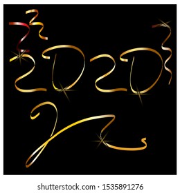Celebration. Happy New year. 2020. Confetti. Gold