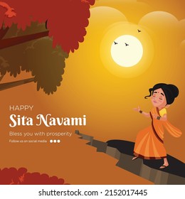 Celebration of happy Sita Navami  Hindu festival banner design template.