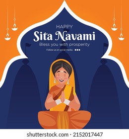 Celebration of happy Sita Navami  Hindu festival banner design template.