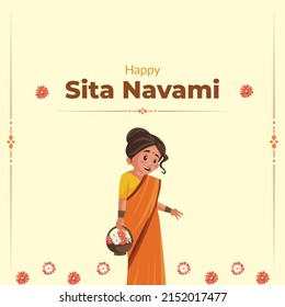 Celebration of happy Sita Navami  Hindu festival banner design template.