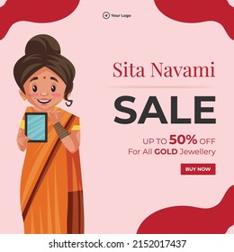 Celebration of happy Sita Navami sale Hindu festival banner design template.