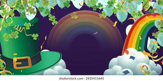 Celebration Happy St. Patricks Day Background for poster, clover leaves and green, banner Happy Patrick. ,header or banner, Vector illustration, art design