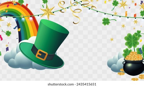 Celebration Happy St. Patricks Day Background for poster, clover leaves and green, banner Happy Patrick. ,header or banner, Vector illustration, art design