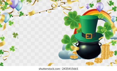 Celebration Happy St. Patricks Day Background for poster, clover leaves and green, banner Happy Patrick. ,header or banner, Vector illustration, art design